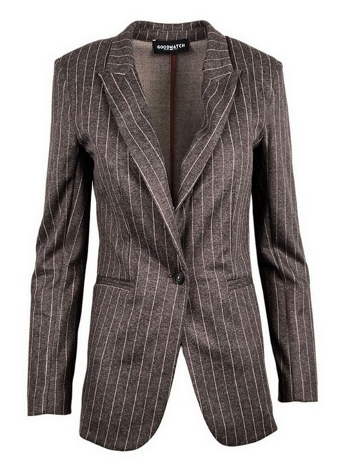 women's brown and pink pinstriped single-breasted jacket Good match | AB19-09G20